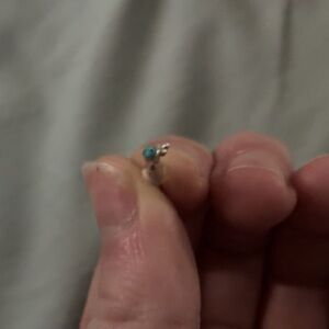 Tiny silver and turquoise western stud